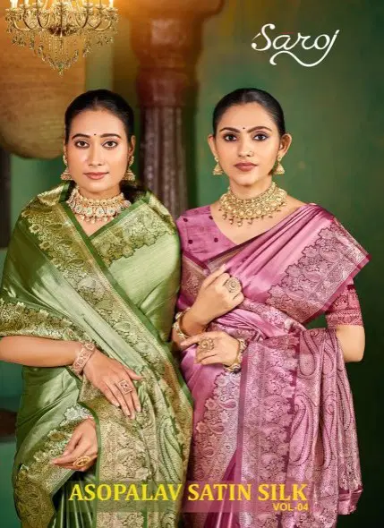 Asopalav Satin Silk Vol 4 By Saroj Satin Silk Saree Wholesale Clothing Distributors In India
